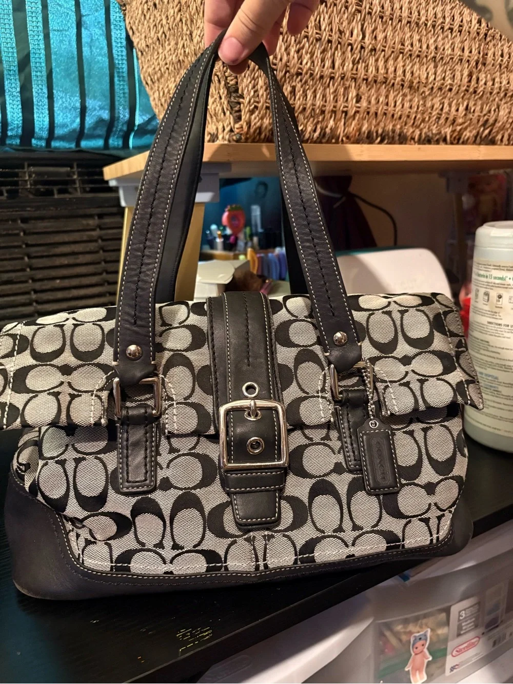 Coach Black and Gray Shoulder Bag
